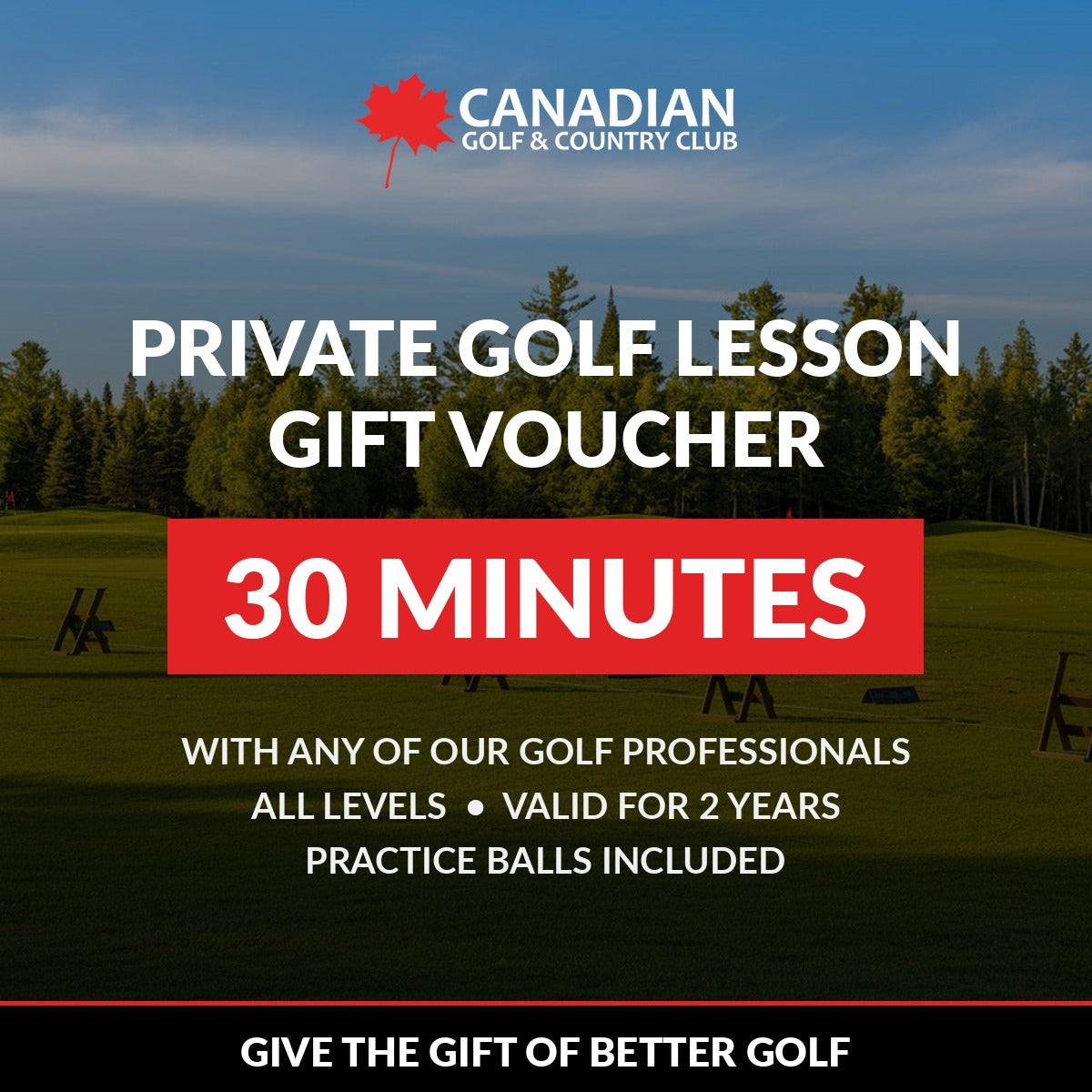 Private Golf Lesson Gift Voucher - 30 Minutes - Canadian Golf & Country Club